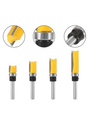 NXWIND 4pcs 1/4 Shank D1/2 Template Trim Pattern Router Bit Woodworking Milling Cutter for Flush Cleaning