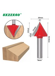 8mm Shank V Shape Groove Router Bit CNC Solid Carbide End Mill 60 90 120 150 Degree Woodworking Milling Cutter Carving Bits