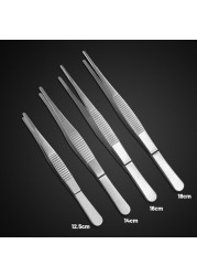 12.5/14/16/18 cm Stainless Steel Tweezers with Curved Pointed Pointed Tip Serrated Daily Garden Tool Industrial All Purpose Plier