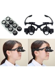 Magnifying Magnifying Glasses Watch Repair 10X 15X 20X 25X Binocular Jewelry With 2 LED Lights Loupe Lens For Dental Applications