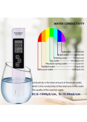 TDS/EC Tester 0-9990ppm Conductivity Detector Water Purity Thermometer 3 in1 TDS/Temperature/EC Meter Water Water Quality Tester Pen