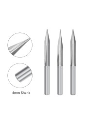 XCAN End Mill 4pcs 4mm Shank 2 Flutes Straight Volt Bit 15 20 25 30 Degreas Carbide Milling CNC Wood Cutter Tool Engraving Bits