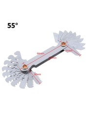 Screw Pitch Gauges 55/60 Degree Metric Inch Thread Plug Gauge Gear Gauge Teeth Carbon Steel Center Gauge 20 Blades