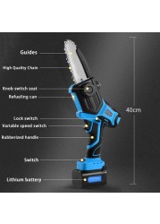 16.8V/2A 8 inch electric chainsaw portable electric pruning saw woodworking electric saw garden logging small lithium battery