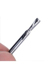 10pcs 3.175/4/5/6mm 3A top quality left-handed 2 spiral flute bits, bottom cut carbide endmill, left-handed spiral cutter