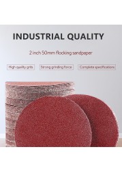 100pcs 50mm 2In Round Sanding Discs Sand Sheets 80-3000 Grit Hook and Loop Sanding Disc Polishing Flocking Sandpaper for Wood