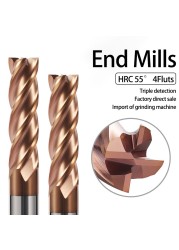 HRC55 كربيد نهاية مطحنة 1 2 4 5 6 8 10 12 مللي متر 4Flutes قاطعة المطحنة قطع الحديد القاطع CNC ماتشينج CNC EndMill قاطعة المطحنة