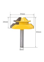 1/2" 1/4" 8mm Shank 45 Degree Lock Miter Router Bit 8*1-1/2 8*1-3/8 Tenon End Cutter Milling Tools for Woodworking