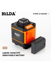 HILDA 12/16 lines 3/4D self-leveling laser level 360 horizontal and vertical cross super powerful green laser level