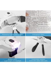 LED Magnifying Glass with Light , LED Magnifying Glass with 5 Adjustable Lenses 1.0x 1.5X 2.0X 2.5X 3.5X