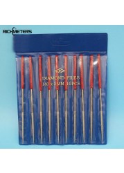 10pcs Diamond Mini Needle File Set 3*140mm Hand Tools for Ceramic Glass Gem Stone Hobbies and Crafts Wood and Metal File