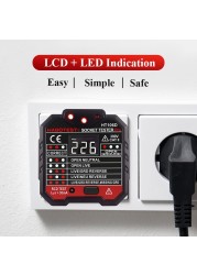 HT106 Digital Display Socket Voltage Tester Ground Line Detector Zero Polarity Socket Phase Check Advanced Plug Finder