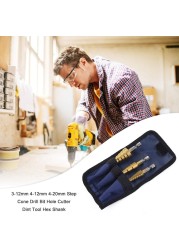 3pcs/set 3-12mm 4-12mm 4-20mm HSS Straight Groove Step Drill Bit Titanium Coated Wood Metal Hole Cutter Core Drill Tool Set