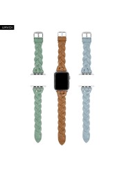 URVOI Braided Genuine Leather Strap for Apple Watch series es7 6 SE 5 4 3 2 1 Woven Strap for iWatch 41 45mm Classic Design Buckle