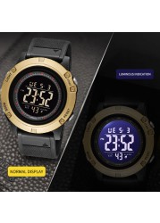 Digital Sports Watches Men 50M Waterproof LED Backlight Stopwatch Alarm Clock Auto Date Wristwatches 1902 Sports Military Watch