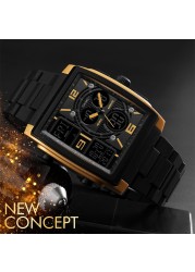 SKMEI 1274 Men's 5ATM Waterproof Students Quartz Wristwatch Digital Alarm Date Year EL Backlight Chronograph EL Lighting Chip