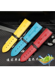 For Omega Tissot T116.617 Fashion Sport Genuine Leather Watch Strap Male 22mmBlack Red Orange Blue Yellow Line Soft Accessories