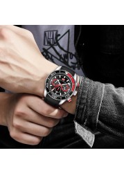 Fashion Mens Watches Top Brand Luxury Quartz Multifunction Waterproof Sports Wristwatches Black Silicone Strap Relogio Masculino