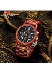 Fashion Watches Mens Top Brand Luxury Wrist Watch Quartz Watch Wooden Watch Men Red Sandalwood Chronograph Relogio Masculino