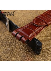 For swatch watchband 23mm New High Quality Mens Soft Waterproof Genuine Leather Watchband Straps Black Brown Cowhide Bracelet