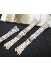 21mm 26mm Silver Black Gold Full Stainless Steel Bracelet for Audemars Piguet Royal Oak Strap Watch Band Accessories for 15400