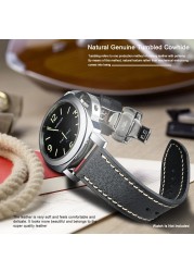 Top Quality Leather Watchband Brown Real Italian Calfskin Watch Band 18-26mm With Solid Automatic Butterfly Buckle Watch Straps