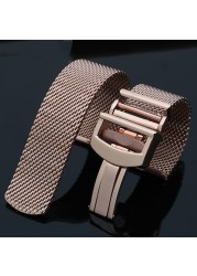 Watch Accessories Folding Clasp 20mm 22mm Milanese Stainless Steel Mesh Watch Band Best For IWC Portofino Family Chain Strap