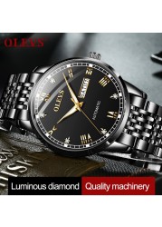 New OLEVS Men's Mechanical Watch Switzerland Wristwatch Business Men Waterproof Steel Strap Automatic Mechanical Watches Gift