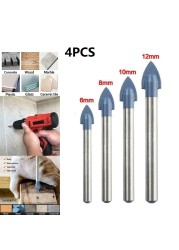 4/5 Pcs Glass Drill Bits Marble Porcelain Spear Head Ceramic Tile Drill Bits Set Spade Drill Bit Hole Saws 6/8/10/12mm