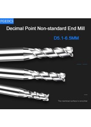 3 Flute End Milling Segment Aluminum 5.1mm 5.2 5.3 5.4 5.5 5.6 5.7 5.8 5.9 6.1 6.5mm Decimal Point Milling Cutter Computer Tools Carbide Cutter