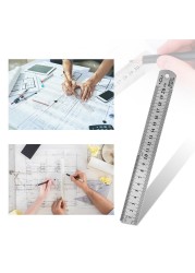 Double Side Stainless Steel Straight Ruler Precision Measuring Tool 15/20/30/40/50cm Ruler Student School Office Supplies