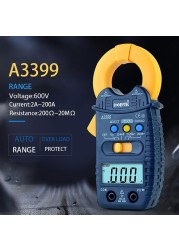 A3399 Digital Clamp Multimeter Smart Meter Tester AC/DC Voltage Resistance Capacitance Frequency Tester Detector