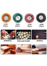 40pcs Scouring Brush Nylon Brush Abrasive Brush Fiber Grinding Sanding Head Buffing Polishing Wheel For Dremel Tools Accessories