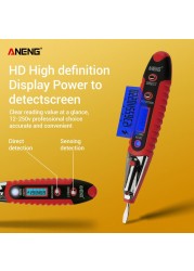 ANENG AC DC 12-250V Tester Digital Tester Pencil Non-contact saft Electric Test Pen LCD Display Screwdriver Voltage Indicator