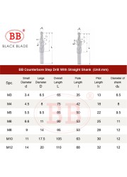 BB Counterbort Twist Step Drill Dual Cutting Bit HSS For Metal 90 180 Degree M3 M4 M5 M6 M8 M10 M12 Cone Drill Tool 1pc