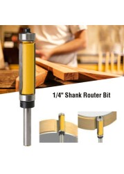 1Pc 1/4" Shank Template/Trim Router Bit, With 2" Long Routing Cutters. Features: Top & Bottom Ball Bearings Woodworking Tool