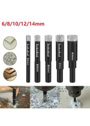 6/8/10/12/14mm Vacuum Brazed Diamond Dry Drill Bits Hole Saw Cutter For Granite Marble Ceramic Tile Glass