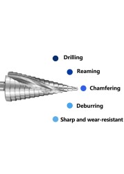 4-32mm HSS Step Cone Drill Bit Spiral Groove Hole Cutter For Wood Metal Drilling Triangle Handle Step Drill Bit Power Tool