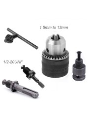 Mini Electric Drill Chuck 1.5-13mm Mount B10 Taper With Connector Motor Rod Hex Shank Shaft Wrench Power Tool