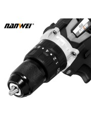 NANWEI 21V 13mm Cordless Drill Industrial Grade Brushless Impact Drill 1/2" Metal Auto Lock Chuck Ice Drill Fishing