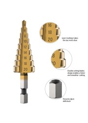 3pcs HSS Titanium Coated Step Drill Bit 4-12 4-20 4-32 Drill Power Tools Metal High Speed ​​Steel Wood Hole Cutter Cone Drill