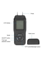 Professional Two Pins Digital Wood Moisture Meter 2-70% Leaf Timber Humidity LCD Display Timber Moisture Detector ATC Function