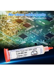 10cc Lead-Free Soldering Flux Grease For Phone Computer Chips LED BGA SMD PGA PCB DIY Repair Soldering Paste Needles Syringe Push