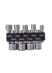 9pcs Power Head Screwdriver Hex Shank Drill Bit Adapter Socket Adapter Wrench Screw Tool 5mm-13mm Adapter Magnetic Shank Screw Drill