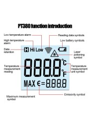 Peaktool PT600 Portable Digital Infrared Thermometer LCD Display Laser Thermometer Thermometer -50~600℃ With Body Test Mode