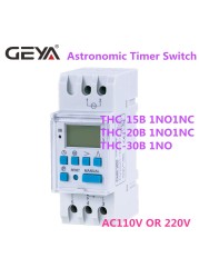 GEYA-مؤقت فلكي THC ، مفتاح LCD ، 16A ، 20A ، 30A ، 110V ، 220V