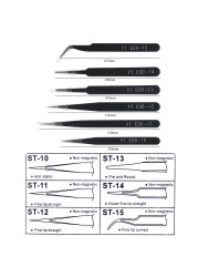 6pcs Stainless Steel Tweezers 1.0mm Anti-static Repair Tool Kit for Electronics Jewelry Fine Craft Cell Phone Stickers Drill