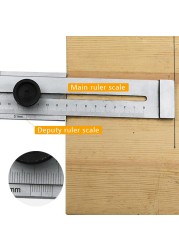 Stainless Steel Parallel Ruler Marker Accurate Scale Marking Scale Sliding Line Ruler Durable Straight Ruler for Woodworking