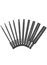 10pcs Hex Head Allen Wrench Drill Bits Set 100mm Long Metric Allen Screwdriver Bit Magnetic Tip Hex Key Screwdriver Socket Bit