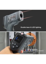 Digital Infrared Thermometer Single/Double Laser Non-contact Thermometer Gun Industrial High Temperature Color LCD Display